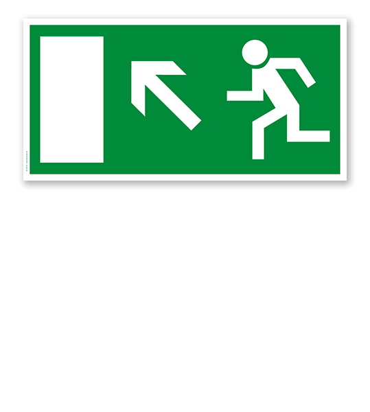 Fluchtwegschild Rettungsweg / Notausgang hoch links (alte Norm)