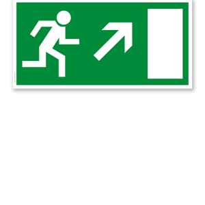 Fluchtwegschild Rettungsweg / Notausgang hoch rechts (alte Norm)