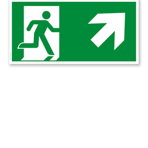 Fluchtwegschild Rettungsweg rechts aufwärts nach DIN EN ISO 7010 - E 002-3