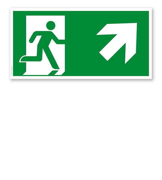 Fluchtwegschild Rettungsweg rechts aufwärts nach DIN EN ISO 7010 - E 002-3