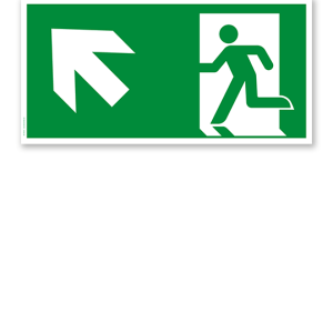 Fluchtwegschild Rettungsweg links aufwärts nach DIN EN ISO 7010 - E 001-3