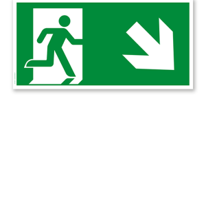 Fluchtwegschild Rettungsweg rechts abwärts nach DIN EN ISO 7010 - E 002-2