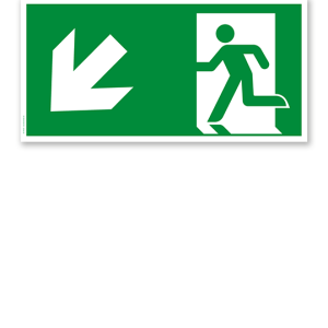 Fluchtwegschild Rettungsweg links abwärts nach DIN EN ISO 7010 - E 001-