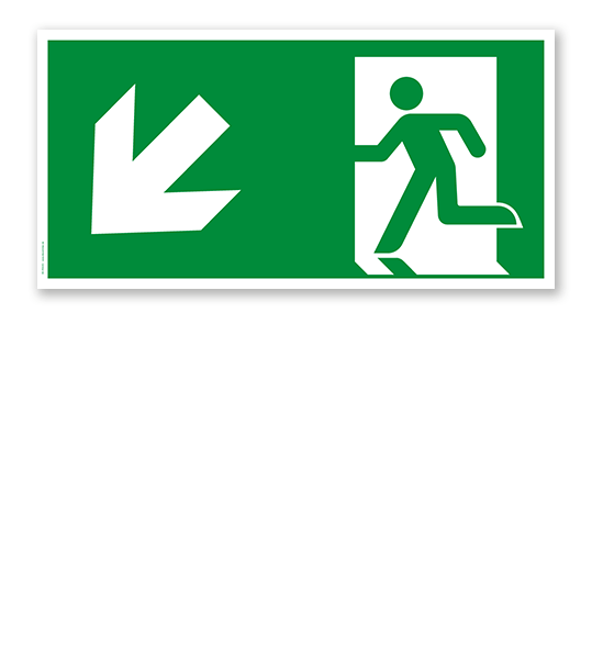 Fluchtwegschild Rettungsweg links abwärts nach DIN EN ISO 7010 - E 001-