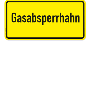 Textschild Gasabsperrhahn