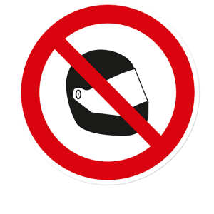 Verbotszeichen Motorradhelm tragen verboten
