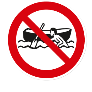 Verbotszeichen Schwimmen, Baden, Waserfahrzeuge verboten