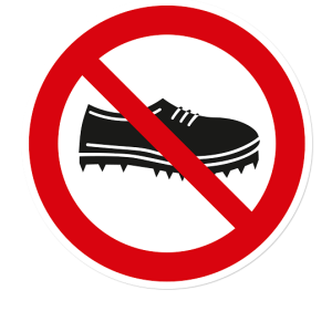 Verbotszeichen Schuhe mit Spikes verboten