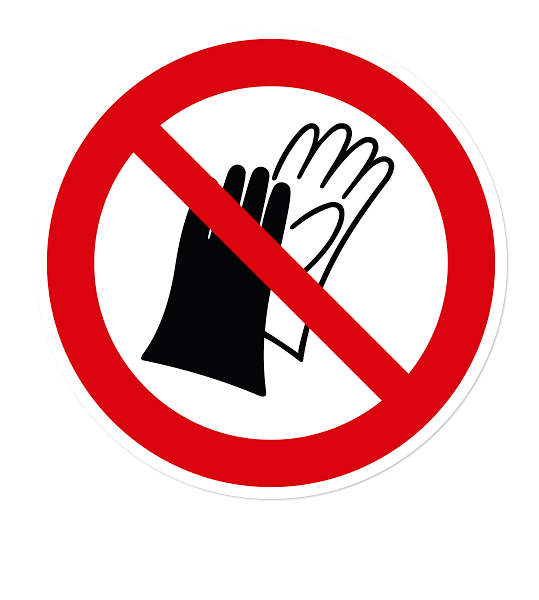 Verbotszeichen Benutzen von Handschuhen verboten nach DIN EN ISO 7010 - P 028
