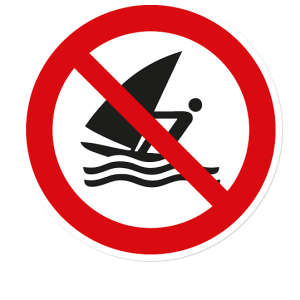 Verbotszeichen Windsurfen verboten nach DIN ISO 20712 - WSP007
