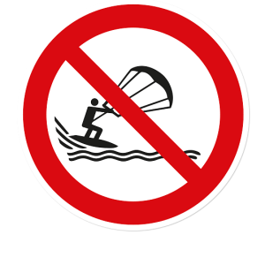 Verbotszeichen Kitesurfen verboten nach DIN ISO 20712 - WSP018