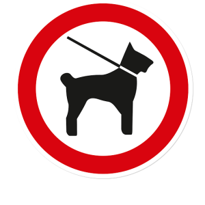 Verbotszeichen Hunde dürfen nur an der kurzen Leine mitgeführt werden