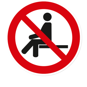 Verbotszeichen Sitzen verboten
