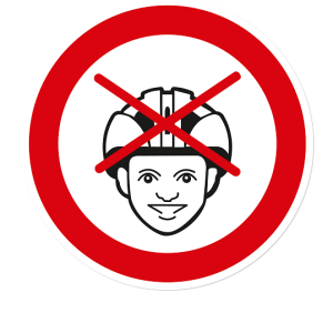 Verbotszeichen Helm / Fahrradhelm verboten
