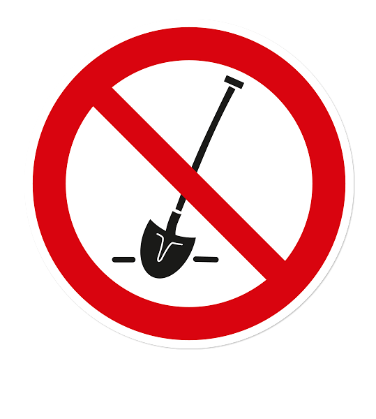 Verbotszeichen Graben verboten (Schaufel)