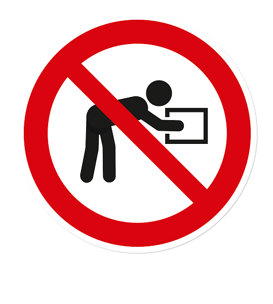 Verbotszeichen Nicht gebückt heben / arbeiten