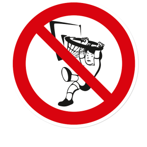 Verbotszeichen An den Basketballkorb hängen verboten