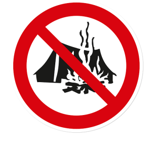 Verbotszeichen Zelten und Feuer entzünden verboten