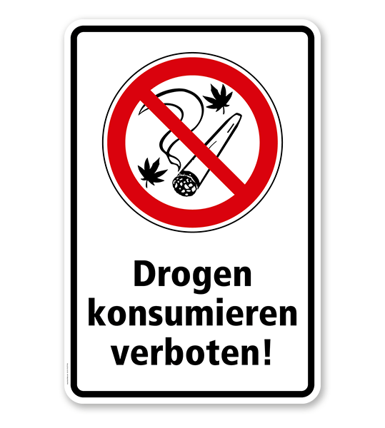Verbotsschild Drogen konsumieren und Rauchen verboten