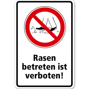 Verbotsschild Rasen betreten verboten