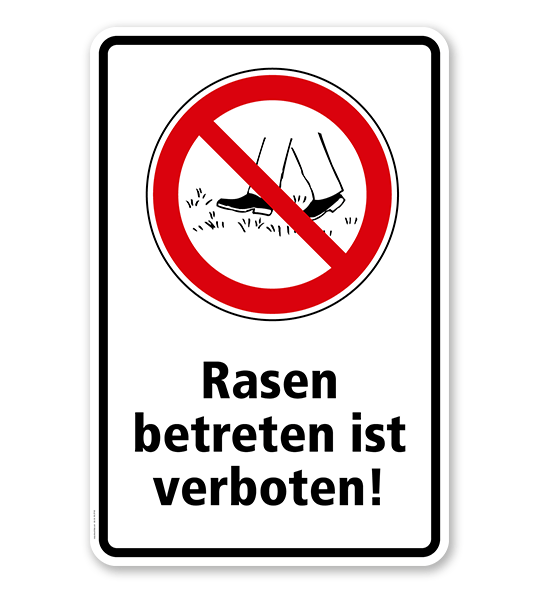 Verbotsschild Rasen betreten verboten