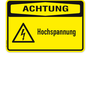 Warnschild Achtung - Spannung - Voltage