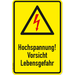 Warnschild Hochspannung - Vorsicht, Lebensgefahr