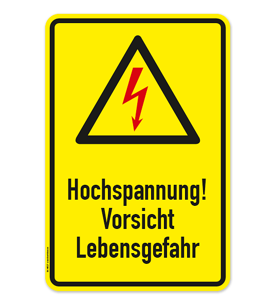 Warnschild Hochspannung - Vorsicht, Lebensgefahr