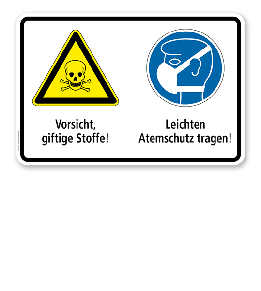 Warnschild Vorsicht, giftige Stoffe - Leichten Atemschutz tragen