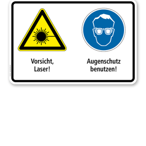 Warnschild Vorsicht, Laser - Augenschutz benutzen
