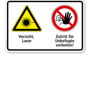 Warnschild Vorsicht, Laser - Zutritt für Unbefugte verboten