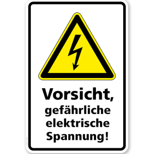 Warnschild Vorsicht, gefährliche elektrische Spannung
