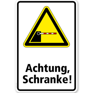 Warnschild Achtung, Schranke!