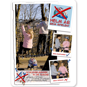 Spielplatzschild Helm und Schlüsselband ab – Strangulationsgefahr - SP