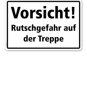 Textschild Vorsicht! Rutschgefahr auf der Treppe - TX