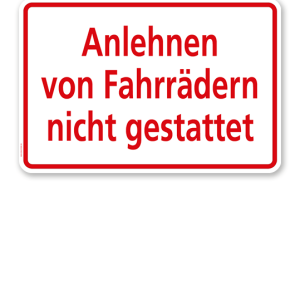 Textschild Anlehnen von Fahrrädern nicht gestattet - TX