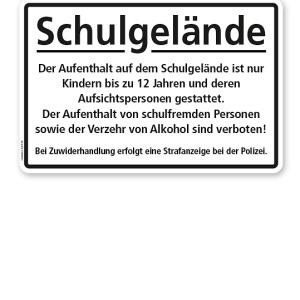 Textschild Schulgelände - Hinweise - TX