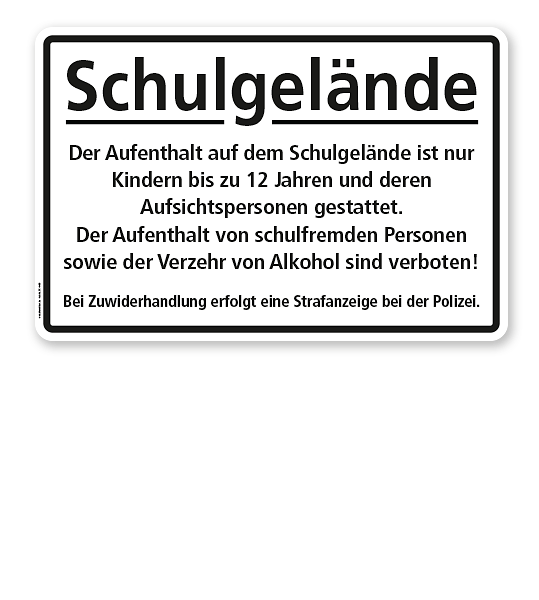 Textschild Schulgelände - Hinweise - TX