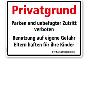 Textschild Privatgrund - TX