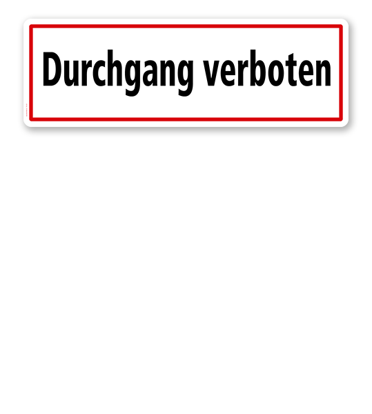 Textschild Durchgang verboten - TX