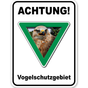 Kombischild Achtung, Vogelschutzgebiet