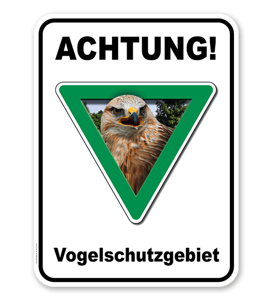 Kombischild Achtung, Vogelschutzgebiet