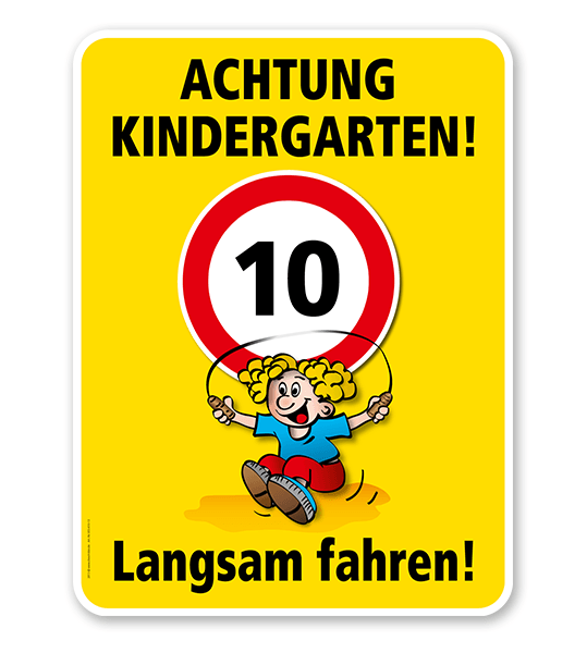Kinderschild Achtung Kindergarten 30er Zone - Langsam fahren - VSS