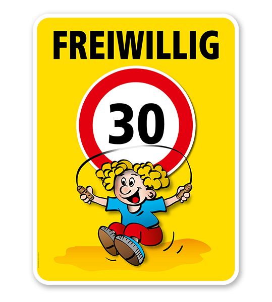 Kinderschild Freiwillig 30 km/h - Kind mit Springseil - VSS