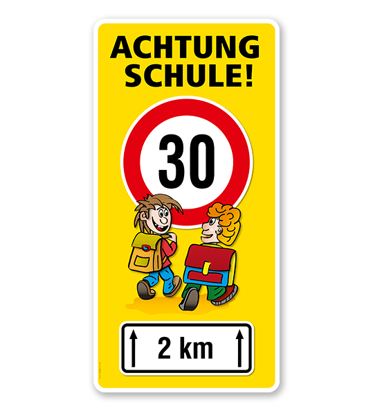Kinderschild Achtung Schule 30er Zone - Teilstrecke - VSS