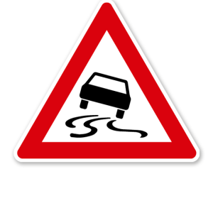 Schleudergefahr bei Nässe oder Schmutz - Verkehrsschild VZ 114