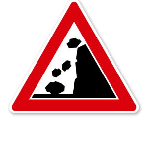 Steinschlag, Aufstellung rechts - Verkehrsschild VZ 145-16