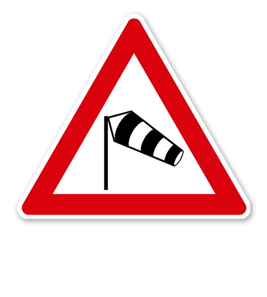 Seitenwind von links - Verkehrsschild VZ 117-20