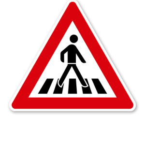 Fußgängerüberweg, Aufstellung links - Verkehrsschild VZ 145-22