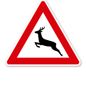 Wildwechsel, Aufstellung rechts - Verkehrsschild VZ 142-10